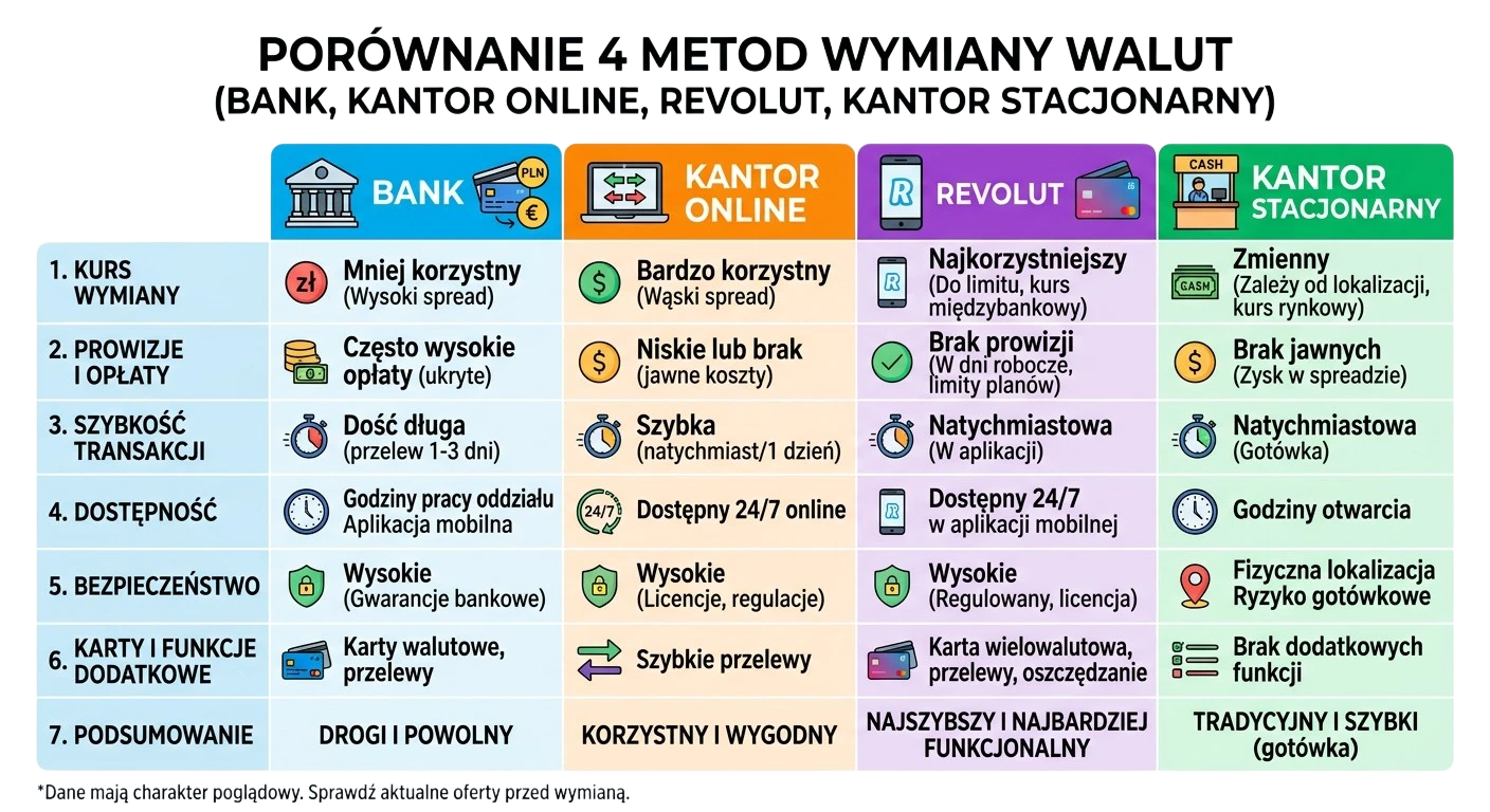 tabela porównawcza kosztów wymiany walut 2026