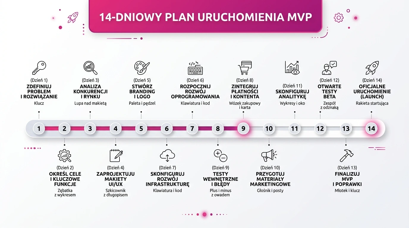 Plan startu MVP agenta AI w 14 dni w formie osi czasu i kroków